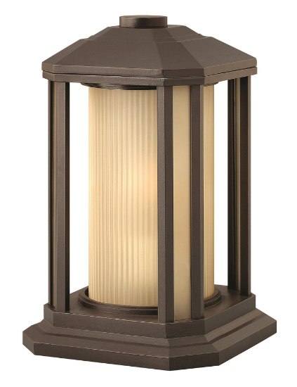 Picture of 100w Outdoor Castelle MED Ribbed Etched Amber Cylinder Bronze Pier Mount