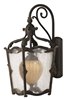 Picture of 100w Outdoor Sorrento MED Clear Seedy and Optic Etched Amber Aged Iron Large Wall Mount