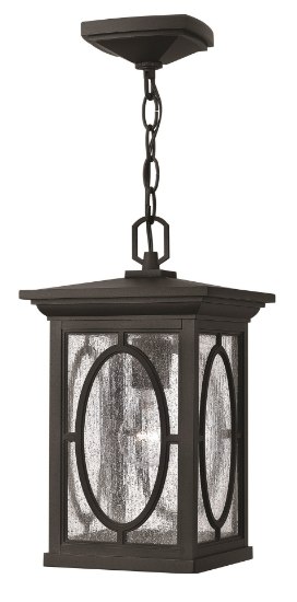 Picture of 26w Outdoor Randolph GU24 Clear Seedy and Etched Seedy Glass Panels (Option) Black Hanging