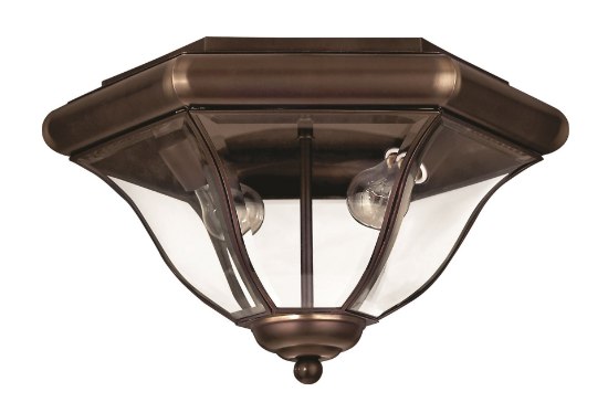 Foto para 60w Outdoor San Clemente MED Clear, Bent, Beveled and Bound Copper Bronze Flush Mount