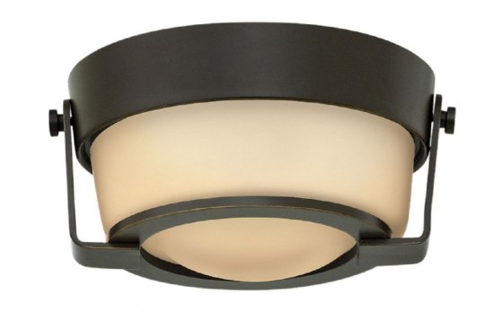 Picture of 16w Foyer Hathaway LED Etched Amber Olde Bronze Flush Mount