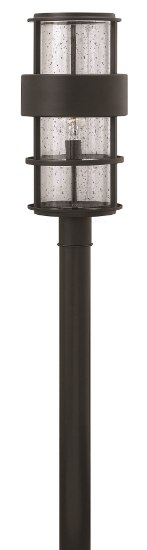 Picture of 100w Outdoor Saturn MED Clear Seedy Satin Black Post Top/ Pier Mount