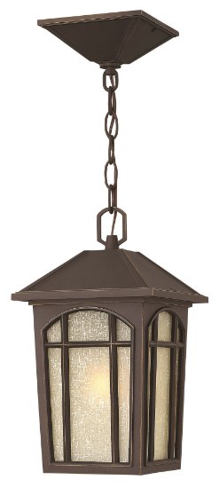 Picture of 26w Outdoor Cedar Hill GU24 Amber Linen Oil Rubbed Bronze Hanging