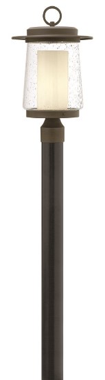 Picture of 15w Outdoor Riley LED Clear Seedy Oil Rubbed Bronze Post Top/ Pier Mount