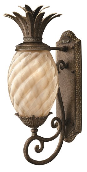 Picture of 15w Outdoor Plantation LED Inside Etched Amber Optic Pearl Bronze Small Wall Mount