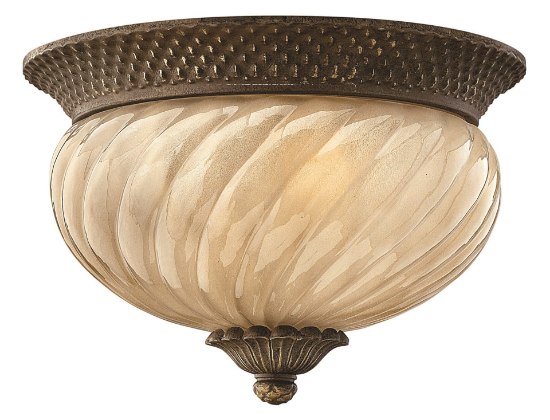 Foto para 60w Outdoor Plantation MED Inside Etched Amber Optic Pearl Bronze Flush Mount