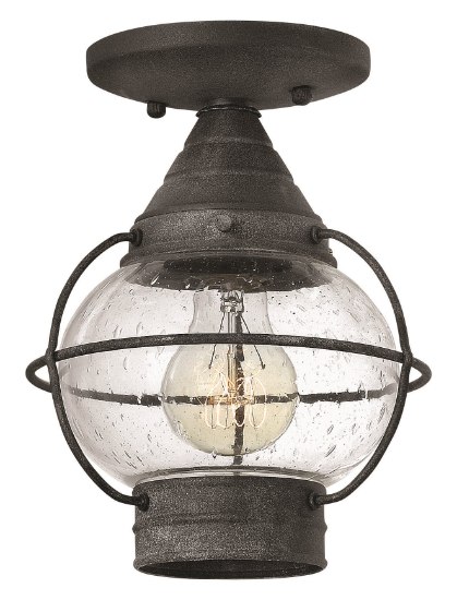 Foto para 60w Outdoor Cape Cod MED Clear Seedy Aged Zinc Flush Mount