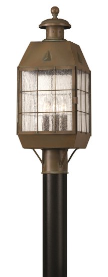 Picture of 60w Outdoor Nantucket CAND Clear Seedy Panels Aged Brass Post Top/ Pier Mount