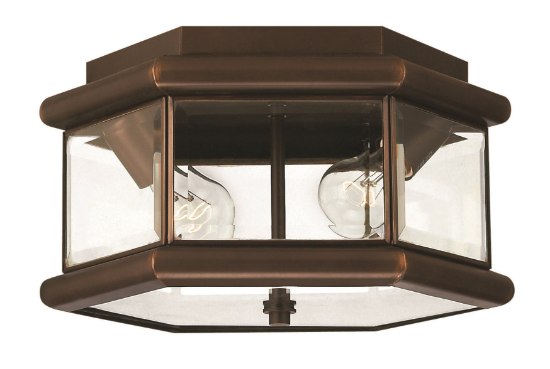 Foto para 60w Outdoor Clifton Park MED Clear, Beveled and Bound Copper Bronze Flush Mount