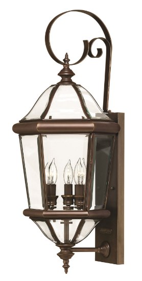 Picture of 40w Outdoor Augusta CAND Bound, Bent and Beveled Clear Panels Copper Bronze Small Wall Mount