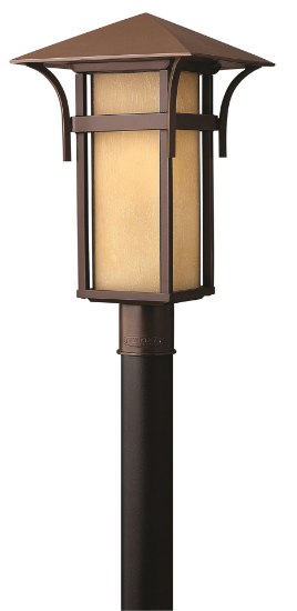 Picture of 100w Outdoor Harbor MED Etched Amber Seedy Bound Anchor Bronze Post Top/ Pier Mount