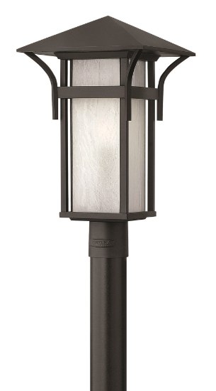 Foto para 15w Outdoor Harbor LED Etched Seedy Bound Satin Black Post Top/ Pier Mount