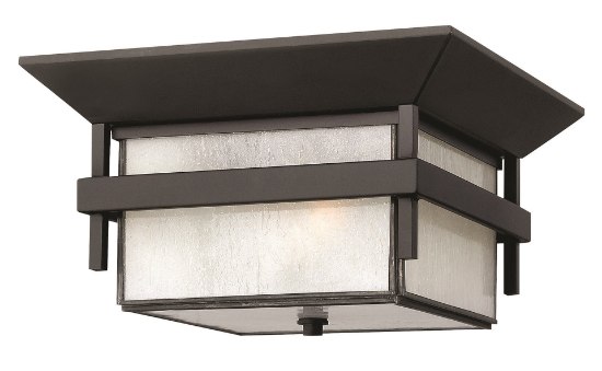 Picture of 60w Outdoor Harbor MED Etched Seedy Bound Satin Black Flush Mount