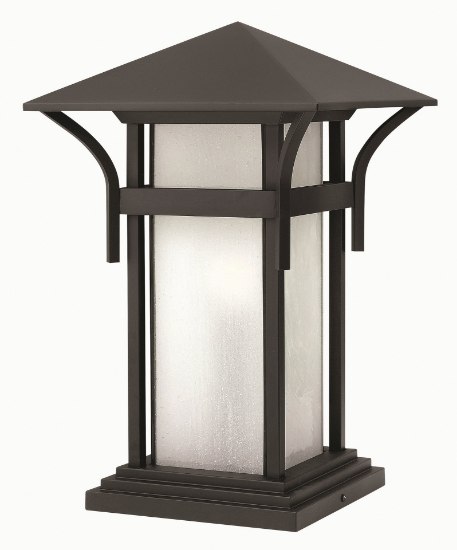 Picture of 100w Outdoor Harbor MED Etched Seedy Bound Satin Black Pier Mount