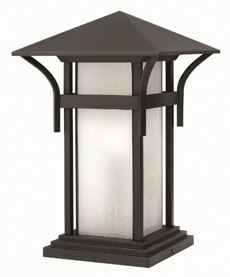 Picture of 15w Outdoor Harbor LED Etched Seedy Bound Satin Black Pier Mount