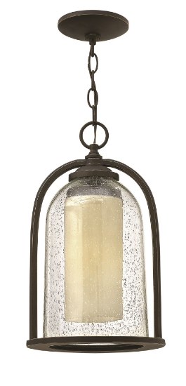 Picture of 15w Outdoor Quincy LED Clear Seedy and Amber Oil Rubbed Bronze Hanging