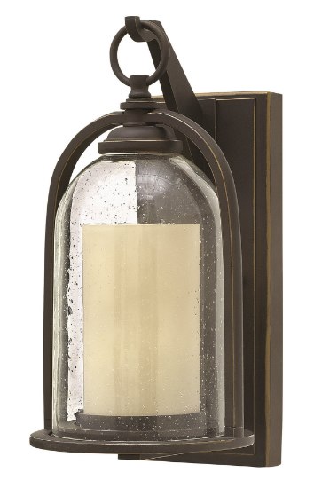 Picture of 100w Outdoor Quincy MED Clear Seedy and Amber Oil Rubbed Bronze Medium Wall Mount