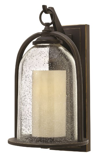 Picture of 15w Outdoor Quincy LED Clear Seedy and Amber Oil Rubbed Bronze Large Wall Mount