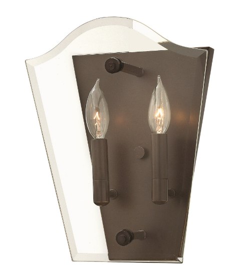 Picture of 60w Sconce Wingate CAND Clear Beveled Panels Oil Rubbed Bronze Two-Light Sconce