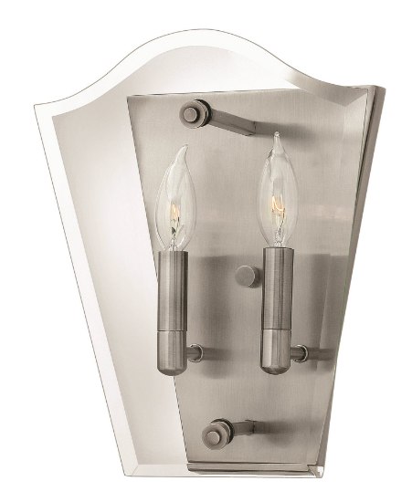 Picture of 60w Sconce Wingate CAND Clear Beveled Panels Polished Antique Nickel Two-Light Sconce