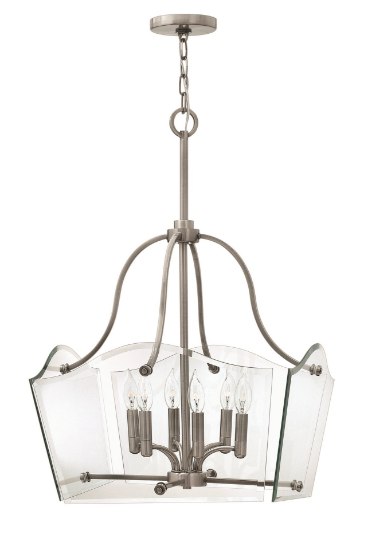 Foto para 60w Chandelier Wingate CAND Clear Beveled Panels Polished Antique Nickel Single Tier Foyer