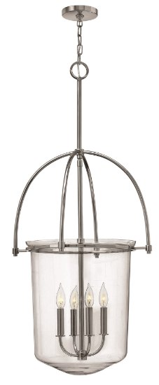 Foto para 60w Foyer Clancy CAND Clear Polished Nickel Single Tier Foyer