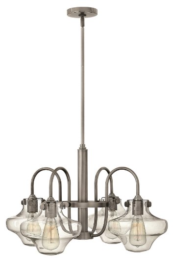 Foto para 100w Chandelier Congress MED Clear Glass Antique Nickel Stem Hung Downlight