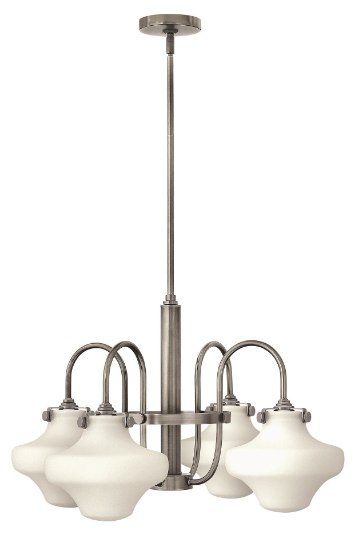 Foto para 100w Chandelier Congress MED Etched Opal Antique Nickel Stem Hung Downlight