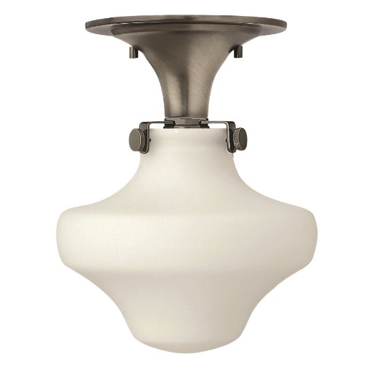 Foto para 100w Foyer Congress MED Etched Opal Antique Nickel Flush Mount