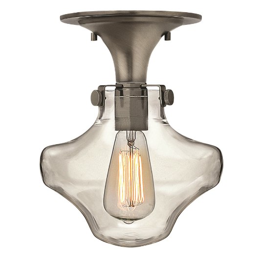 Foto para 100w Foyer Congress MED Clear Glass Antique Nickel Flush Mount