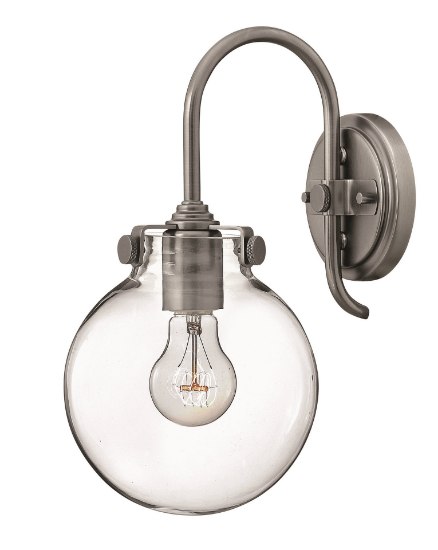 Foto para 100w Sconce Congress MED Clear Glass Antique Nickel