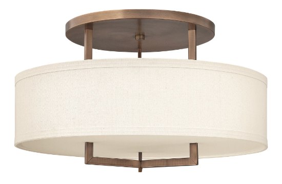 Foto para 100w Foyer Hampton MED Brushed Bronze Semi-flush Mount