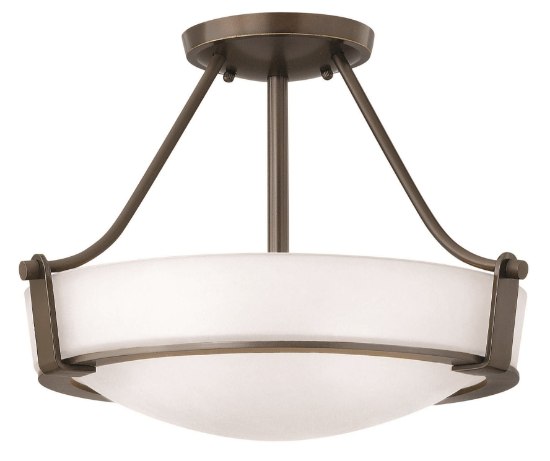 Foto para 32w Foyer Hathaway LED Etched Olde Bronze Semi-flush Mount