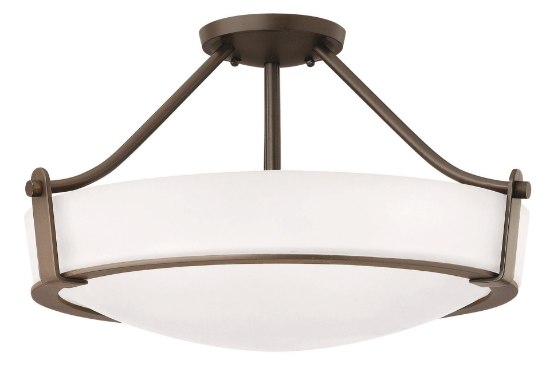 Foto para 100w Foyer Hathaway MED Etched Olde Bronze Semi-flush Mount