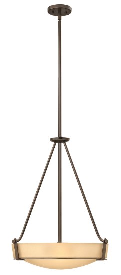 Foto para 100w Foyer Hathaway MED Etched Amber Olde Bronze Stem Hung Foyer