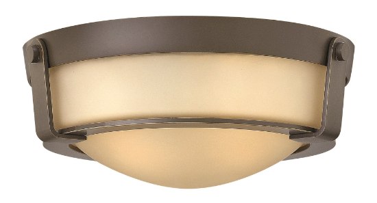 Picture of 60w Foyer Hathaway MED Etched Amber Olde Bronze Flush Mount