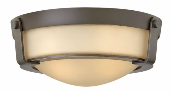 Foto para 16w Foyer Hathaway LED Etched Amber Olde Bronze Flush Mount