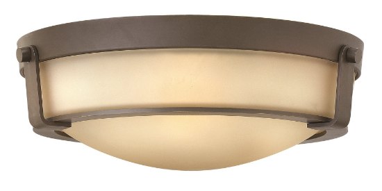 Foto para 60w Foyer Hathaway MED Etched Amber Olde Bronze Flush Mount