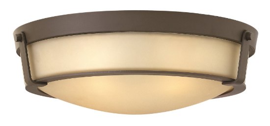 Picture of 60w Foyer Hathaway MED Etched Amber Olde Bronze Flush Mount