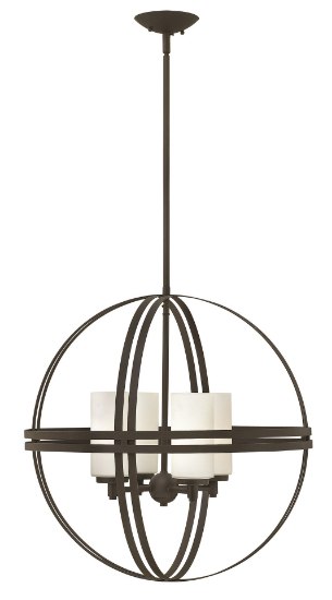 Foto para 60w Chandelier Atrium CAND Etched Opal Bronze Stem Hung