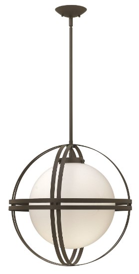 Foto para 100w Mini-Pendant Atrium MED Etched Opal Bronze Stem Hung Foyer