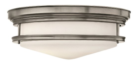 Foto para 60w Foyer Hadley MED Etched Opal Antique Nickel Flush Mount