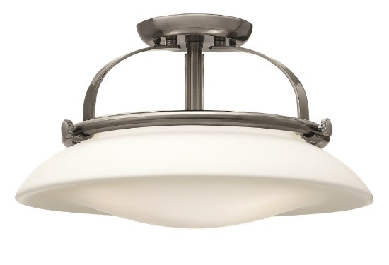 Foto para 100w Foyer Hutton MED Etched Opal Brushed Nickel Semi-flush Mount