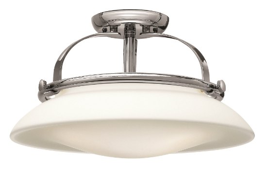 Foto para 100w Foyer Hutton MED Etched Opal Chrome Semi-flush Mount