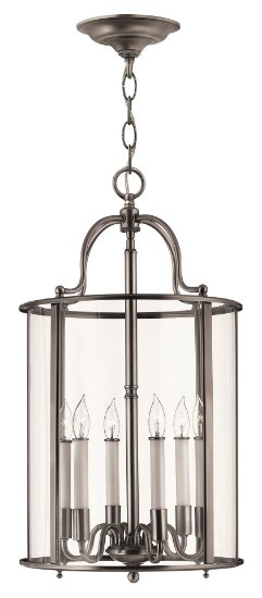 Picture of 60w Foyer Gentry CAND Clear Rounded Panels Pewter Single Tier Foyer