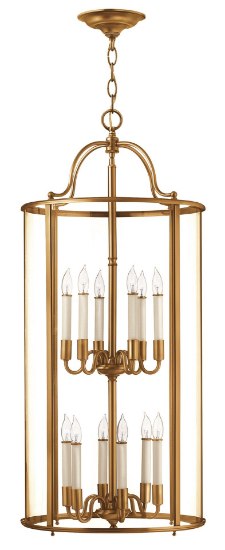 Picture of 60w Foyer Gentry CAND Clear Rounded Panels Heirloom Brass Two Tier Foyer