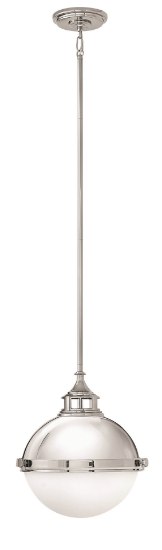 Picture of 100w Pendant Fletcher MED Etched Opal Polished Nickel Stem Hung Pendant