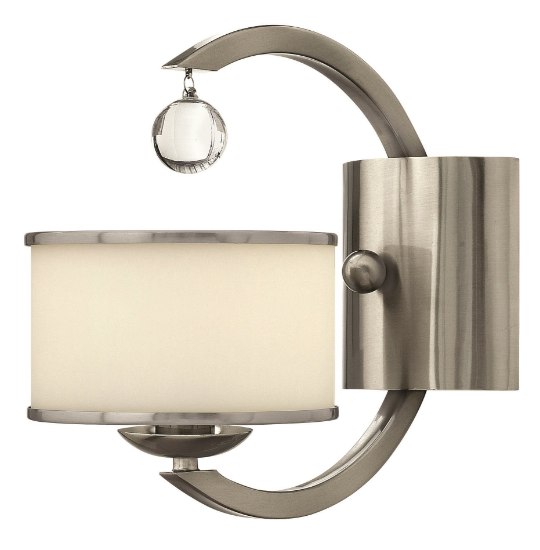 Foto para 60w Sconce Monaco CAND Etched Opal Metal Trimmed Glass Shade Brushed Nickel