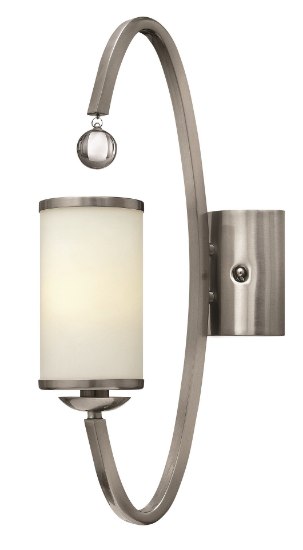 Foto para 60w Sconce Monaco CAND Etched Opal Metal Trimmed Glass Shade Brushed Nickel