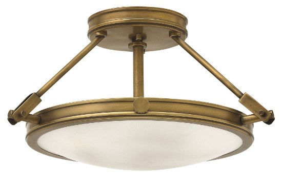 Foto para 60w Foyer Collier CAND Etched Opal Heritage Brass Semi-flush Mount